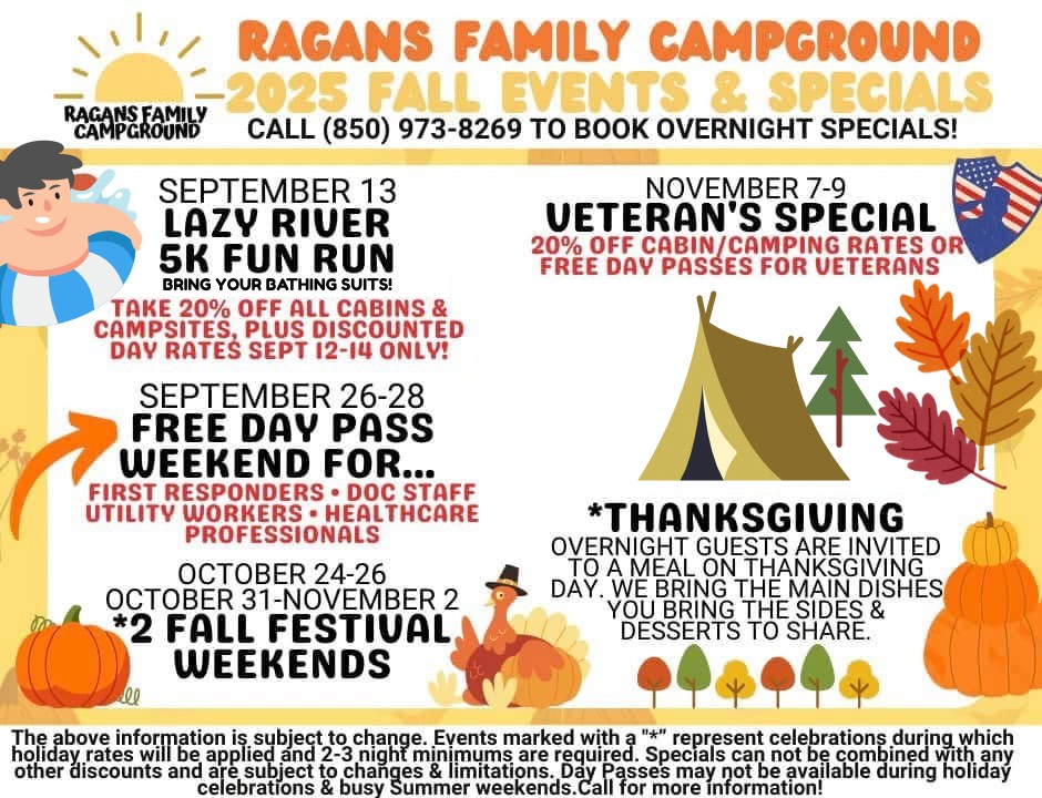 2025 Fall Events & Specials at Ragans Family Campground
