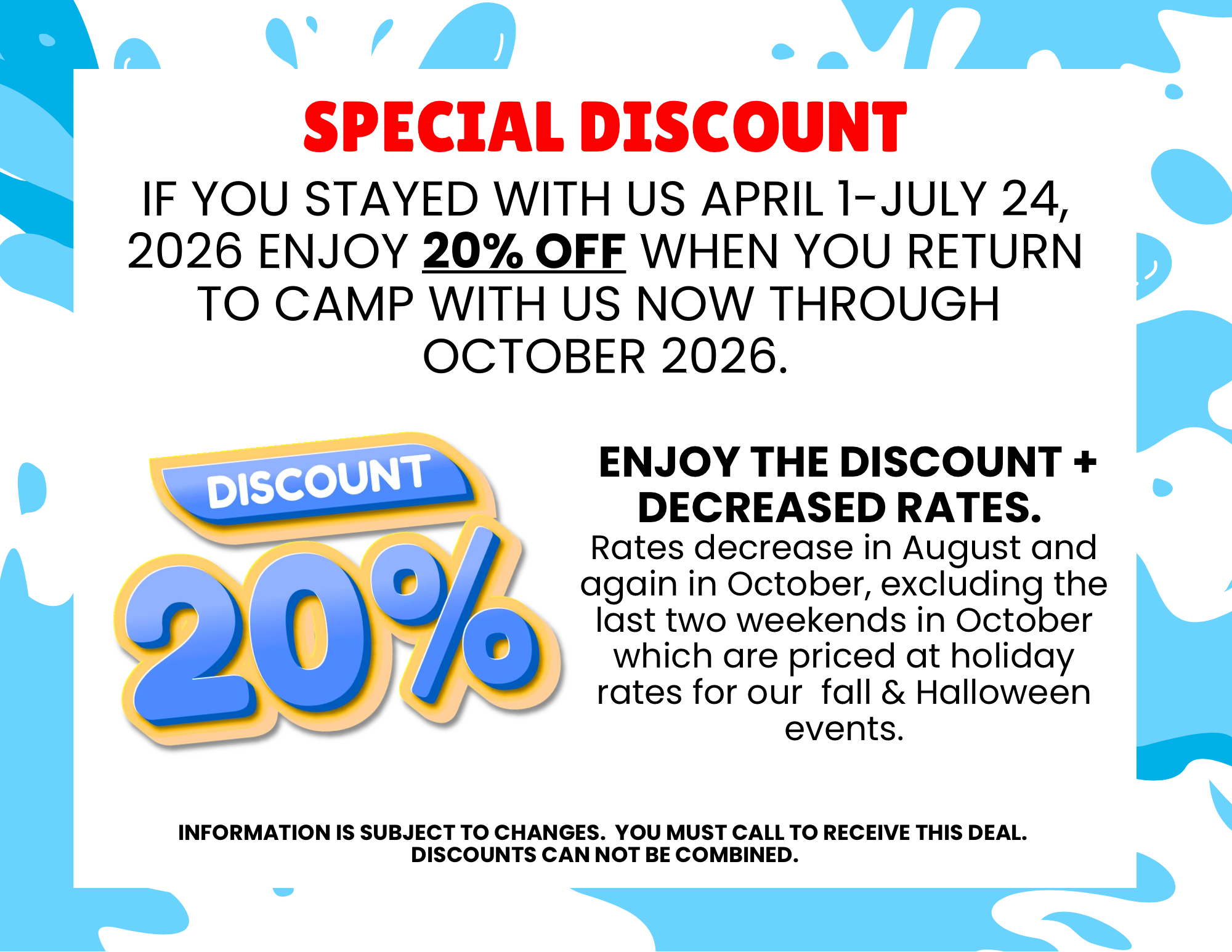Water Hours - 4 special discount - 20% off